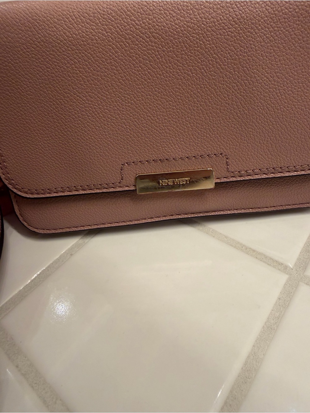 Nine West Pebbled Leather Crossbody Bag in Mauve Taupe - Picture 5 of 11